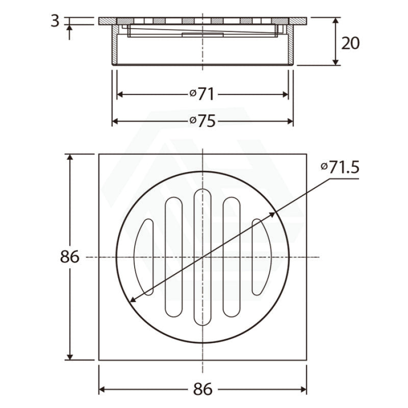 Fienza Square Floor Waste 75Mm Outlet Wastes