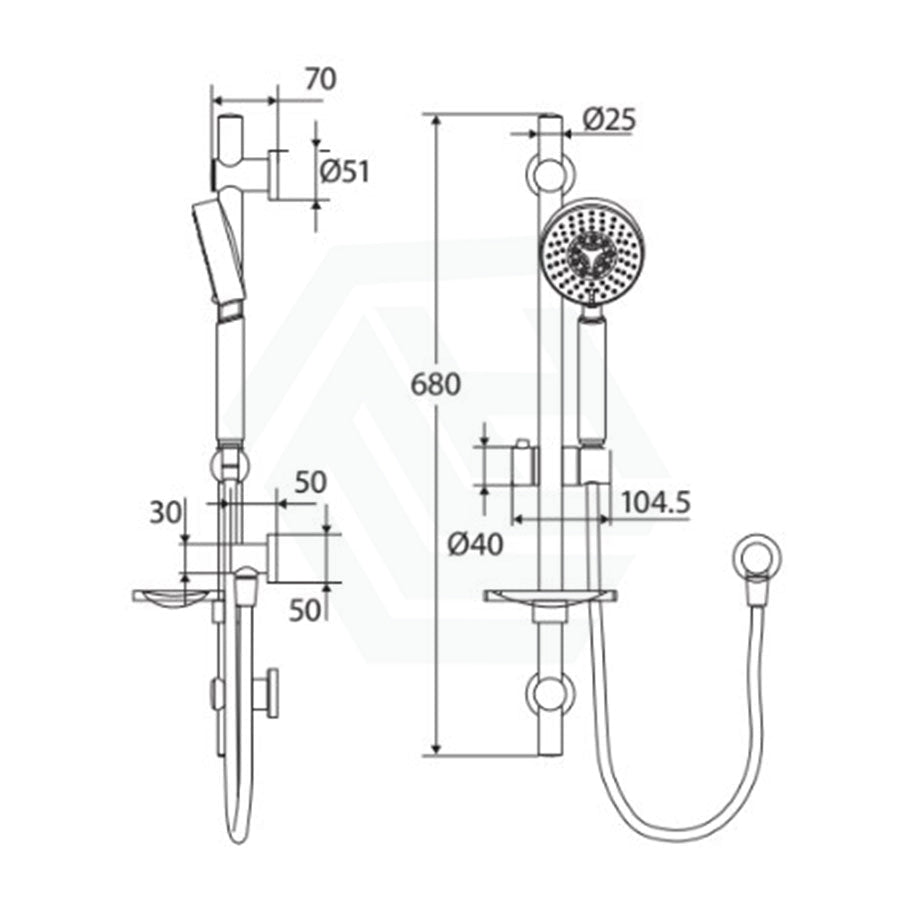 Fienza Stella Chrome Multifunction Rail Shower With Soap Dish Handheld