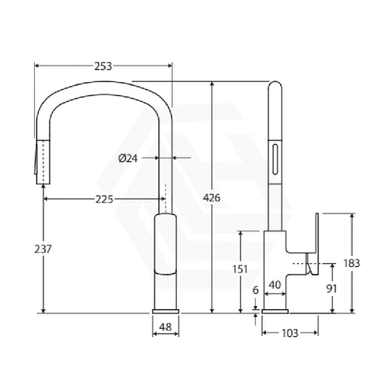 Fienza Tono Matt Black Brass 360 Swivel Pull Out Kitchen Sink Mixer Tap Mixers