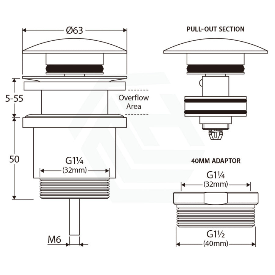 Fienza Universal Pop-Up/ Pull-Out Basin Waste Concrete Pop Up Wastes