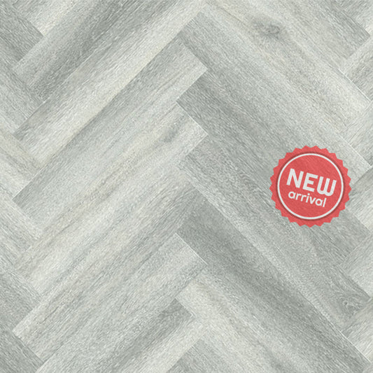 Spc Hybrid Flooring 8Mm Herringbone Lunar Glow With Underlay