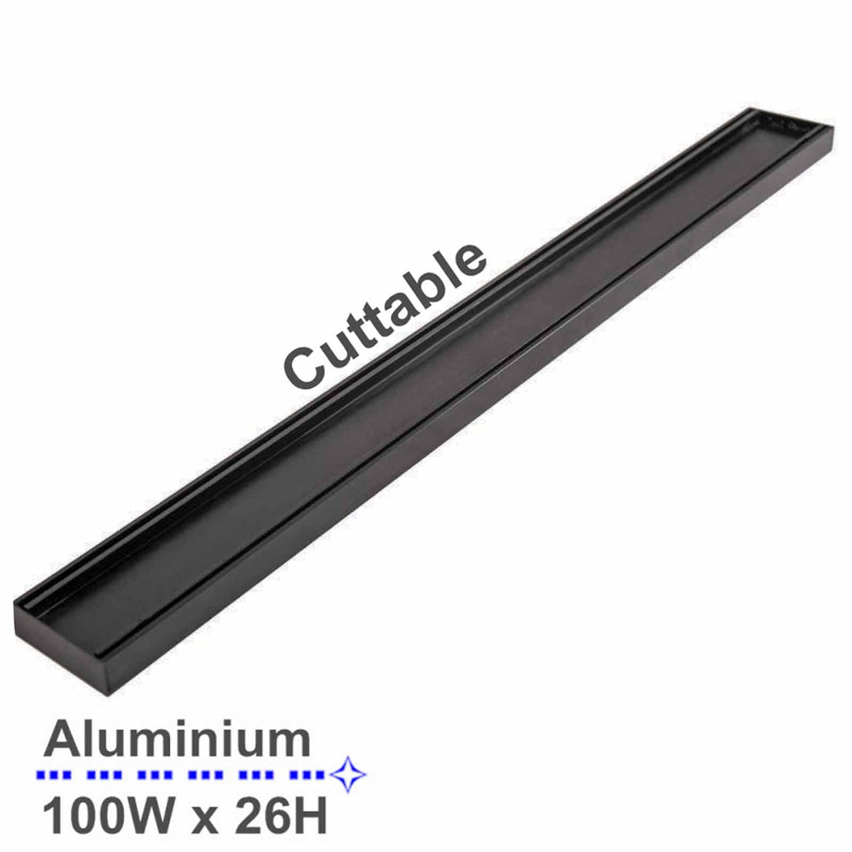 Aluminium Shower Grate Slimline Tile Insert 26 Black