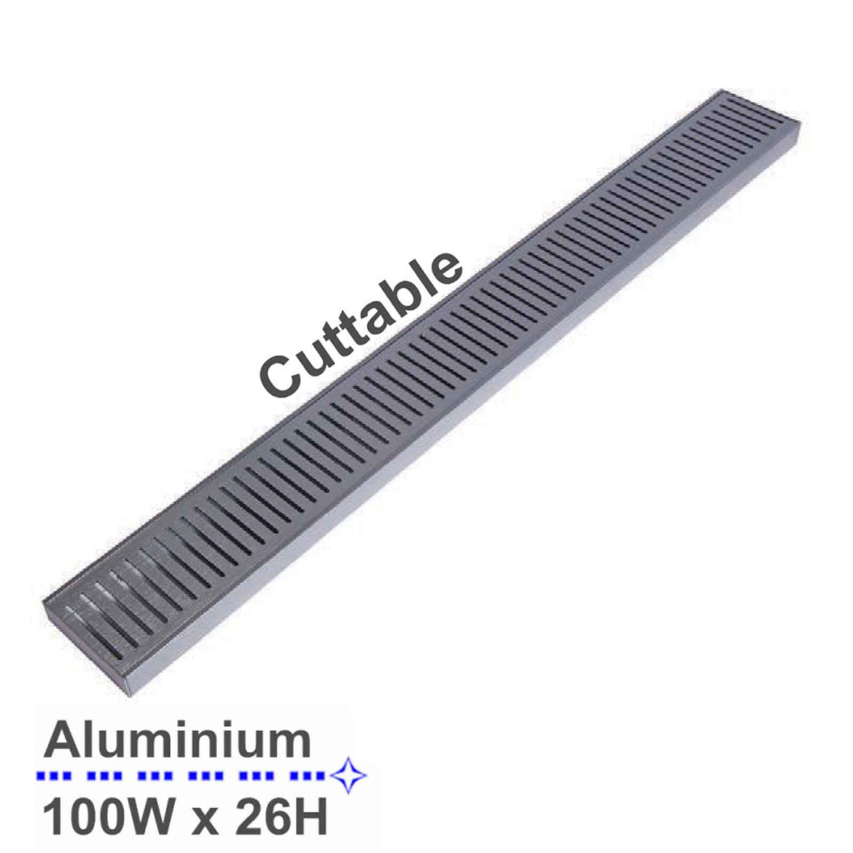 Aluminium Shower Grate Wide Standard 26 Chrome