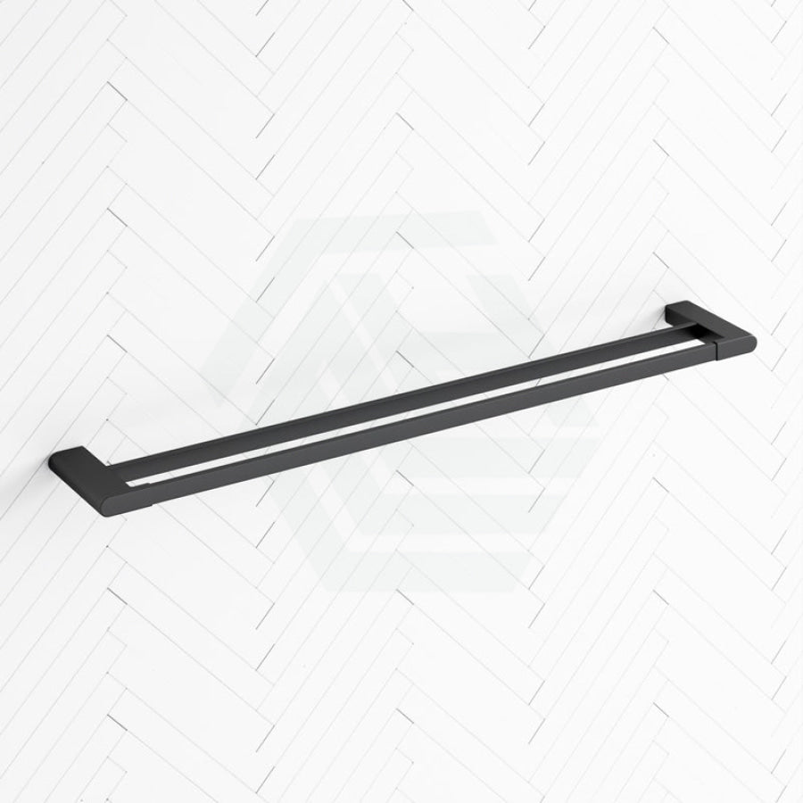 Flores 800Mm Double Towel Rail Matt Black Rails