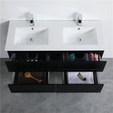 600-1500Mm Wall Hung Pvc Vanity With Matt Black Finish For Bathroom Cabinet Only&Ceramic/Poly Top