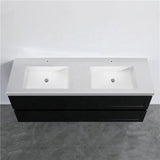 600-1500Mm Wall Hung Pvc Vanity With Matt Black Finish For Bathroom Cabinet Only&Ceramic/Poly Top