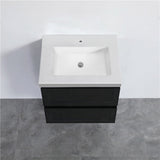 600-1500Mm Wall Hung Pvc Vanity With Matt Black Finish For Bathroom Cabinet Only&Ceramic/Poly Top