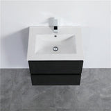 600-1500Mm Wall Hung Pvc Vanity With Matt Black Finish For Bathroom Cabinet Only&Ceramic/Poly Top