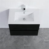 600-1500Mm Wall Hung Pvc Vanity With Matt Black Finish For Bathroom Cabinet Only&Ceramic/Poly Top