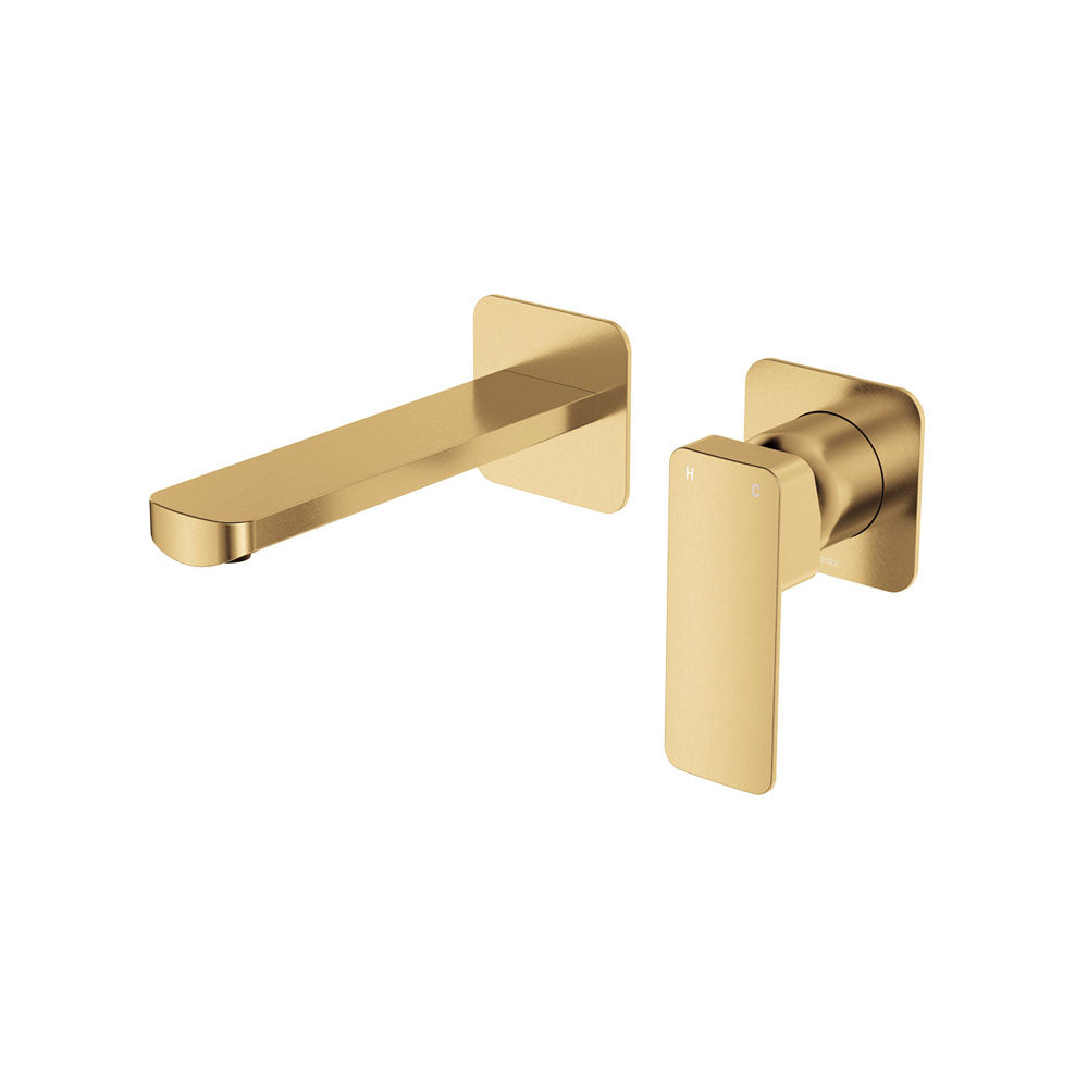 G#2(Gold) Fienza Tono 160/200mm Wall Basin Bath Mixer Set Square Plates Urban Brass