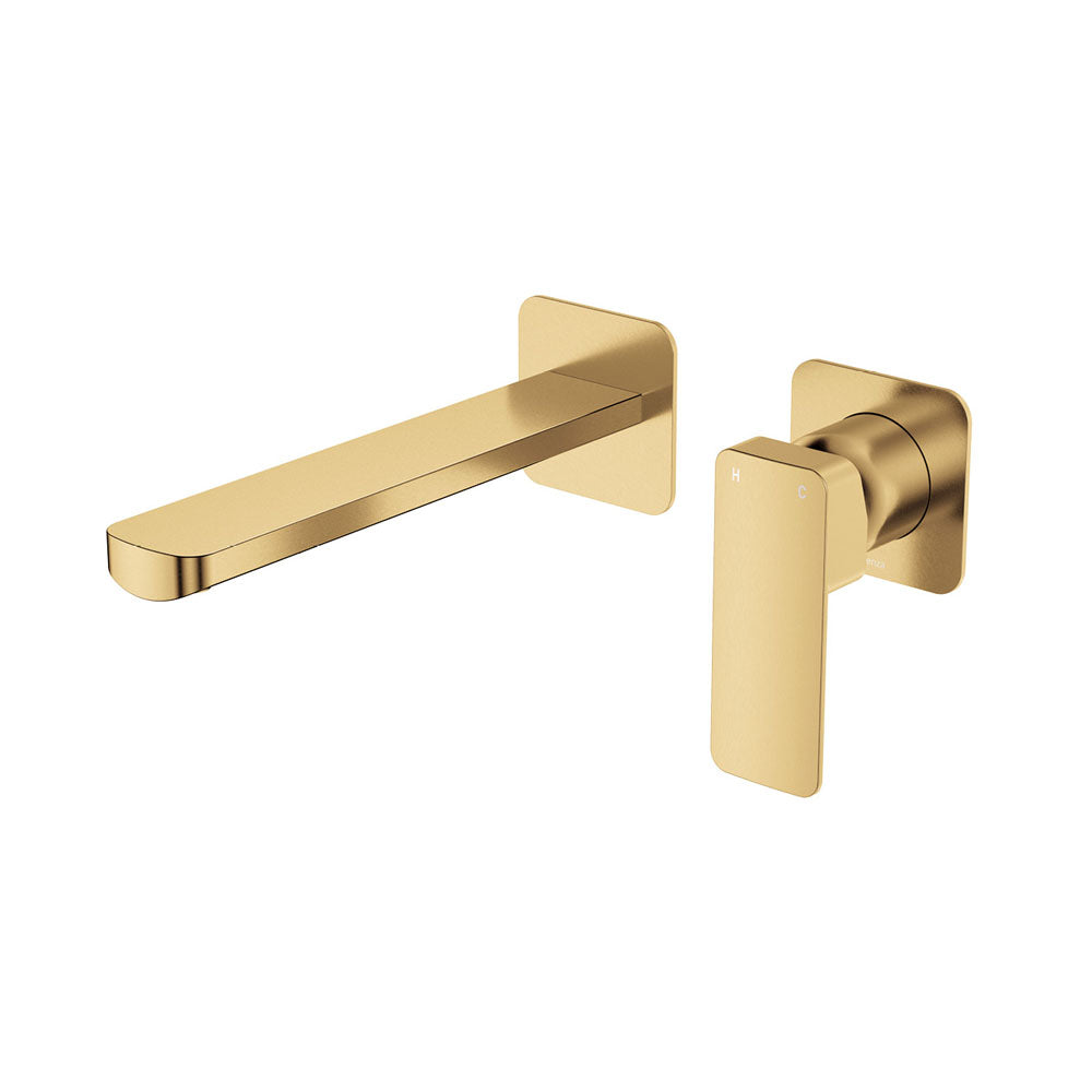 G#2(Gold) Fienza Tono 160/200mm Wall Basin Bath Mixer Set Square Plates Urban Brass