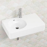 Fienza 470-1200mm Encanto Matt White Cast Stone Wall Hung Basin Tap Hole Available