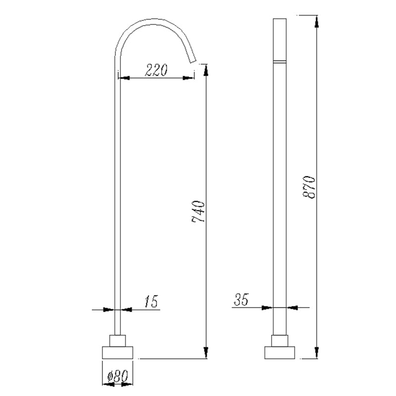 Square Floor Mounted Bath Mixer Stainless Steel Matt Black