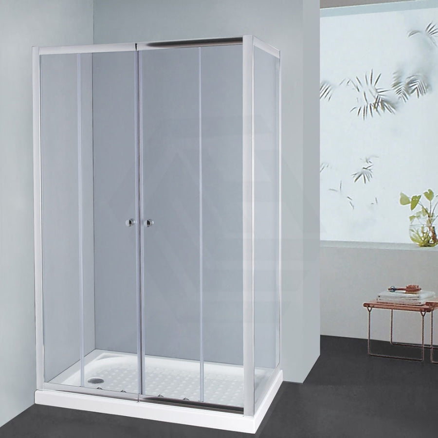 From 1400 To 2250Mm L Shape Shower Screen Semi-Frameless Double Sliding Door Chrome Fittings 6Mm