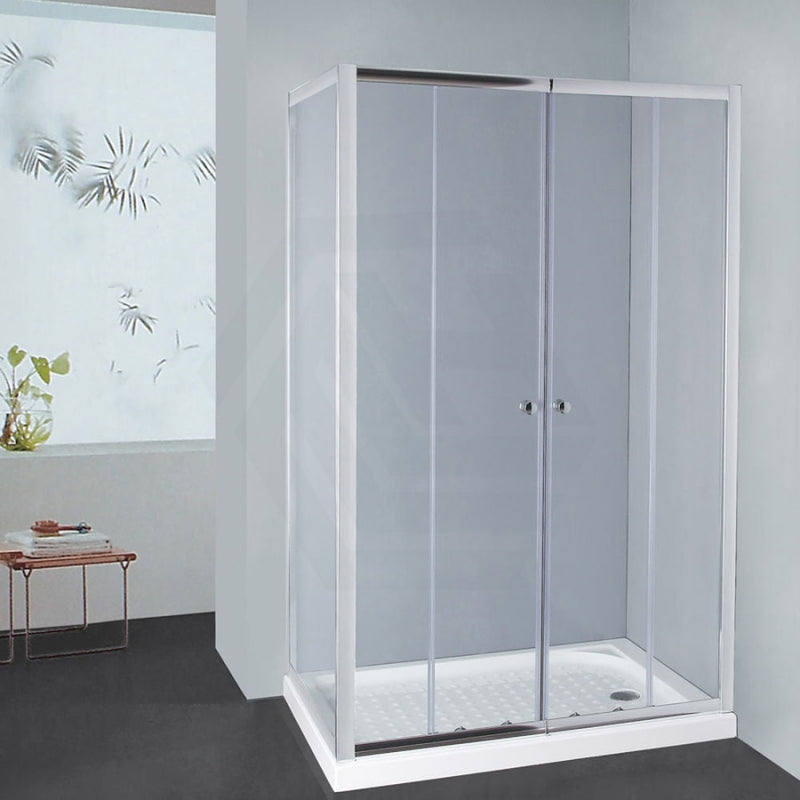 From 1400 To 2250Mm L Shape Shower Screen Semi-Frameless Double Sliding Door Chrome Fittings 6Mm