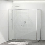 Tempered Glass Semi-frameless Shower Screen L Shape Double Sliding Chrome