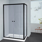 From 1400 To 2250Mm L Shape Shower Screen Semi-Frameless Double Sliding Door Matt Black Fittings 6Mm