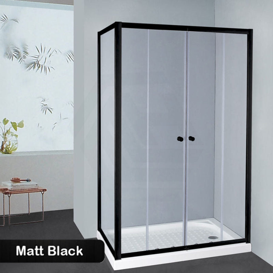 From 1400 To 2250Mm L Shape Shower Screen Semi-Frameless Double Sliding Door Matt Black Fittings 6Mm