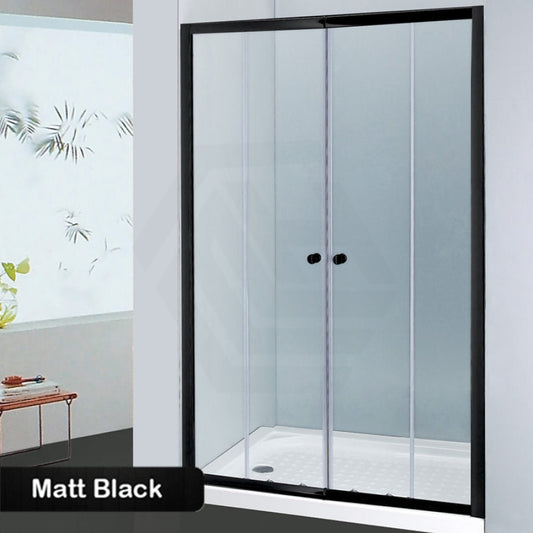 From 1400 To 2250Mm Wall Shower Screen Double Sliding Black Semi-Frameless Fittings Tempered Glass