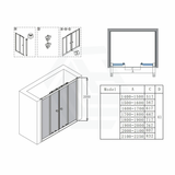 From 1400 To 2250Mm Wall Shower Screen Double Sliding Chrome Semi - Frameless Fittings Tempered