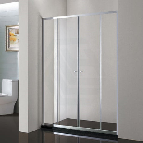 From 1400 To 2250Mm Wall Shower Screen Double Sliding Chrome Semi-Frameless Fittings Tempered Glass