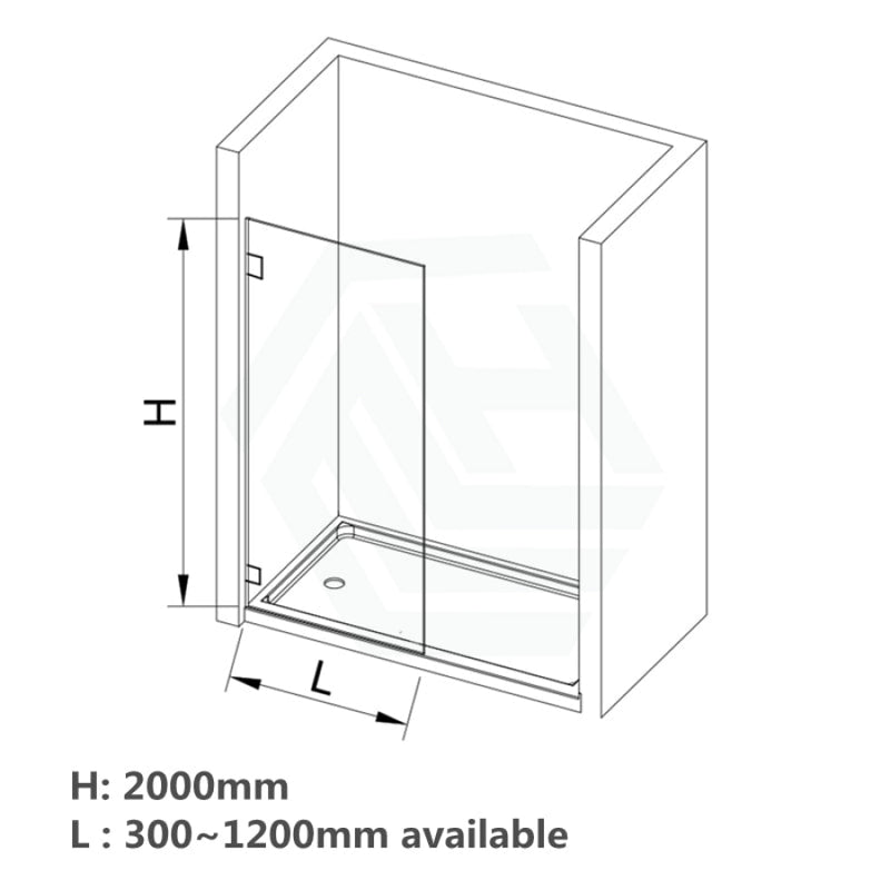 From 300 To 1200X2000Mm Frameless Walk In Shower Screen Single Fixed Panel Chrome Brackets 10Mm