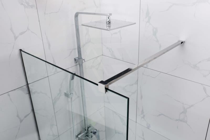 From 300 To 1200X2000Mm Frameless Walk In Shower Screen Single Fixed Panel Chrome Brackets 10Mm