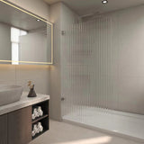 From 800 To 1200X2000Mm Frameless Walk-In Shower Screen Single Fixed Panel Chrome Brackets Fluted