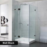 From 800Mm To 1200Mm Square Shower Screen Pivot Door With Return Panel Black Frameless 10Mm Glass