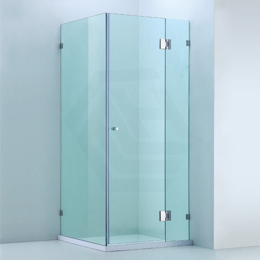 From 800Mm To 1200Mm Square Shower Screen Pivot Door With Return Panel Chrome Frameless 10Mm Glass