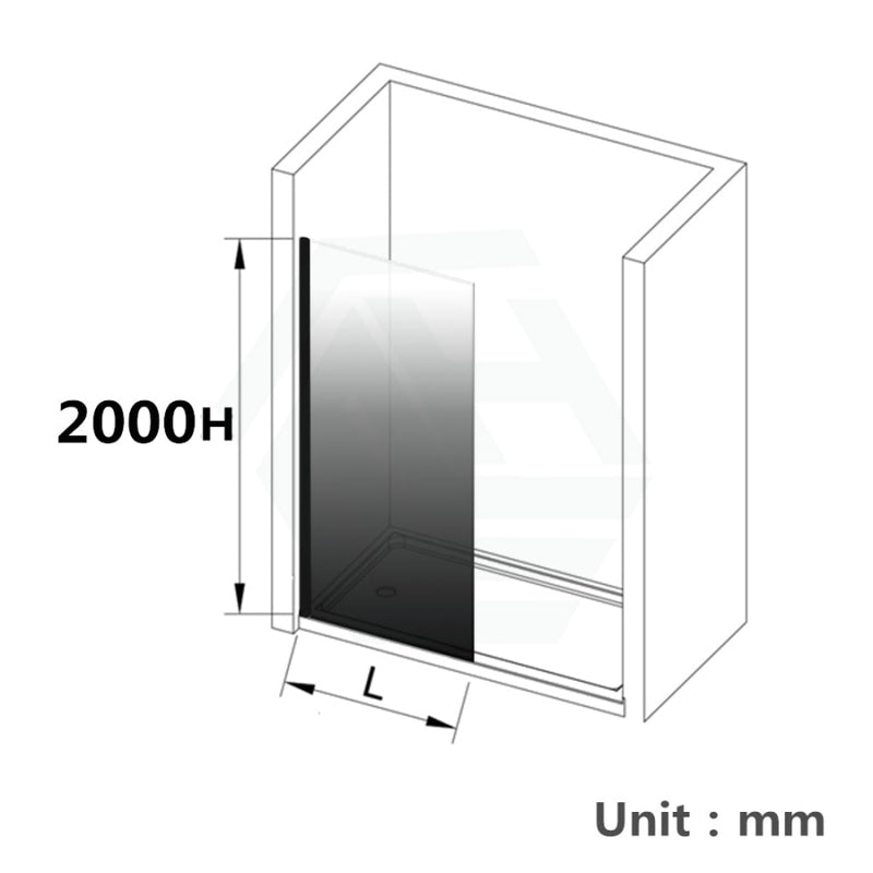 From 900 To 1200X2000Mm Black Color Gradient Frameless Shower Screen Single Door Fixed Panel 10Mm