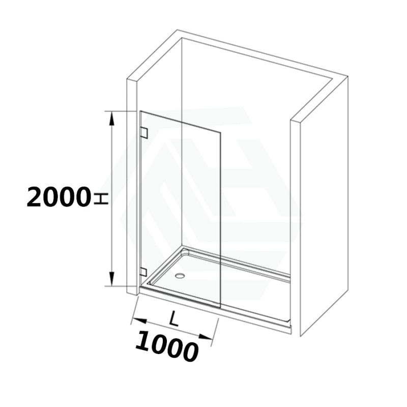 From 900 To 1200X2000Mm Grey Glass Black Bracket Frameless Shower Screen Single Door Fixed Panel