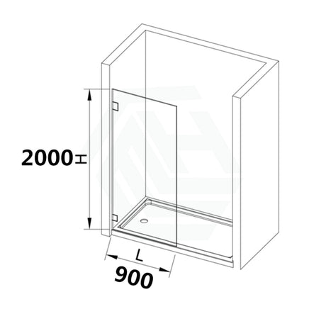 From 900 To 1200X2000Mm Grey Glass Black Bracket Frameless Shower Screen Single Door Fixed Panel