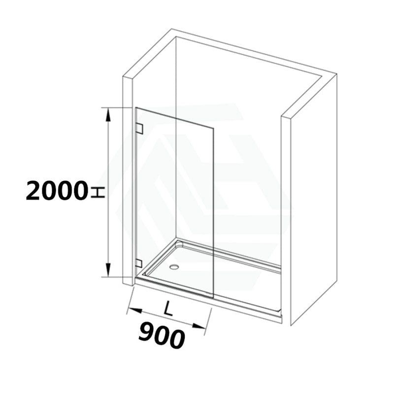 From 900 To 1200X2000Mm Grey Glass Black Bracket Frameless Shower Screen Single Door Fixed Panel