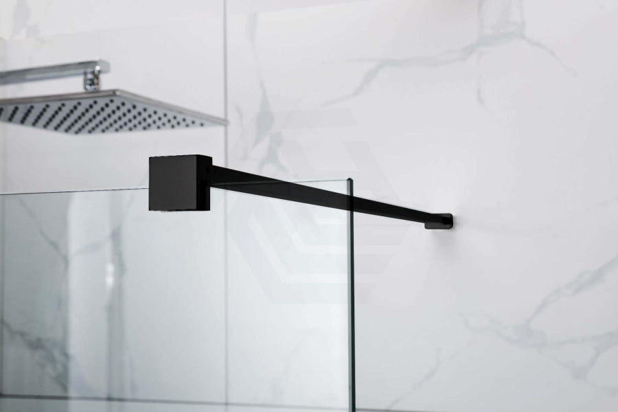 From 900 To 1200X2000Mm Grey Glass Black Bracket Frameless Shower Screen Single Door Fixed Panel