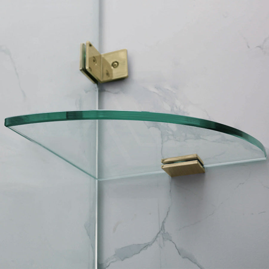 1090-2600Mm 3 Panels Wall To Shower Screen Frameless 10Mm Glass Brushed Gold Fittings