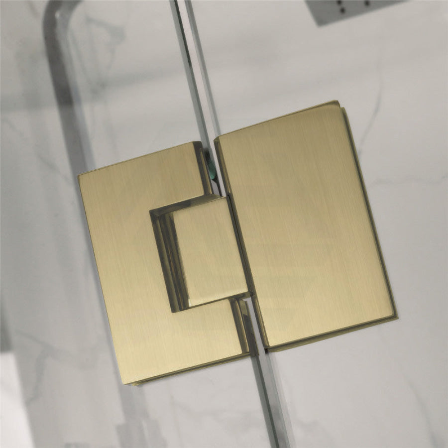 1090-2600Mm 3 Panels Wall To Shower Screen Frameless 10Mm Glass Brushed Gold Fittings