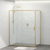 Shower Screen Semi-frameless Sliding L Shape Brushed Gold