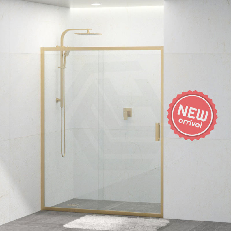 Shower Screen Semi-frameless Sliding Wall To Wall Brushed Gold