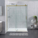 1180-2000X2000Mm Sliding Shower Screen L Shape Frameless Brushed Gold Square Handle 10Mm Glass