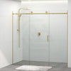 Tempered Glass Sliding Shower Screen 3 Panels Frameless Wall To Wall Brushed Gold