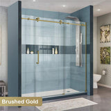 2000-2500X2000Mm Frameless Shower Screen Wall To Sliding Door Brushed Gold Framed 10Mm Glass 3