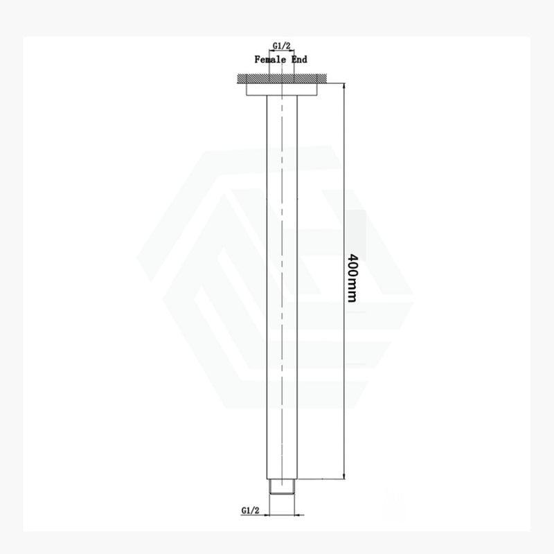 200/400Mm Norico Square Ceiling Shower Arm Brushed Yellow Gold 400Mm