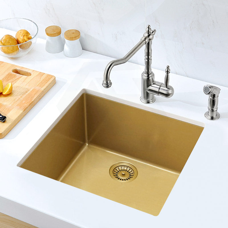 440X440X205Mm Brushed Gold Pvd Stainless Steel Handmade Single Bowl Kitchen Sink Top/undermount