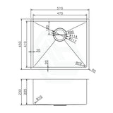 510X450X230Mm Brushed Gold Pvd Kitchen Sink Single Bowl Top/undermount