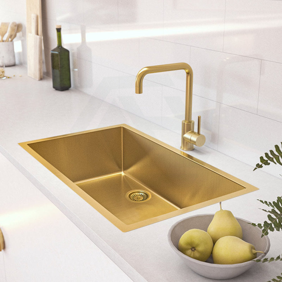 600X450X230Mm Brushed Gold Pvd 1.2Mm Handmade Top/undermount Single Bowl Kitchen Sink Stainless