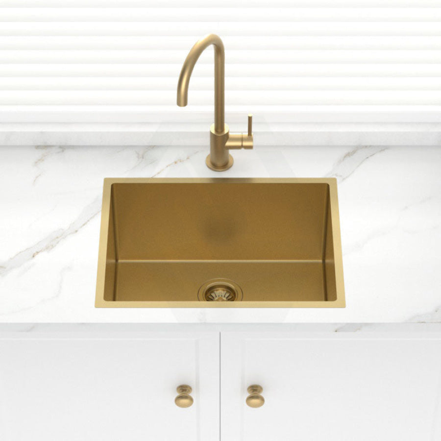 Stainless Steel Kitchen Sink Deep 600mm Brushed Gold