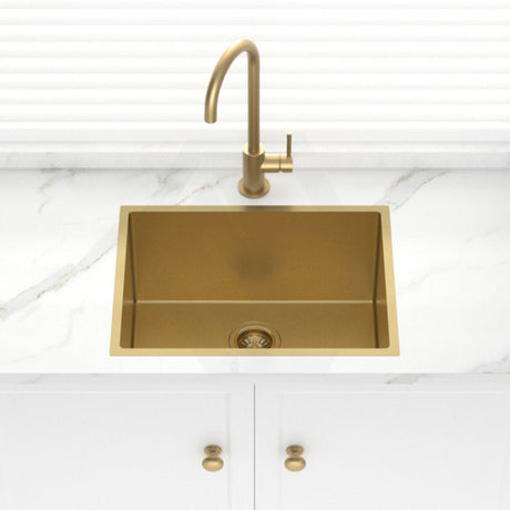 Stainless Steel Kitchen Sink Deep 600mm Brushed Gold