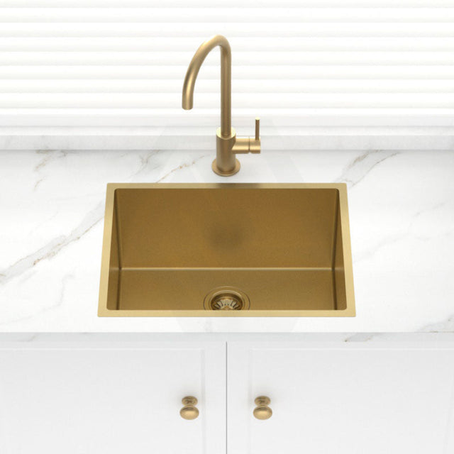 Stainless Steel Kitchen Sink Deep 600mm Brushed Gold