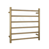 G#1(Gold) 620X600X120Mm Round Brushed Gold Electric Heated Towel Rack 6 Bars Stainless Steel Rails